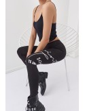 Black leggings with inscriptions 01474 - Online store - Boutique